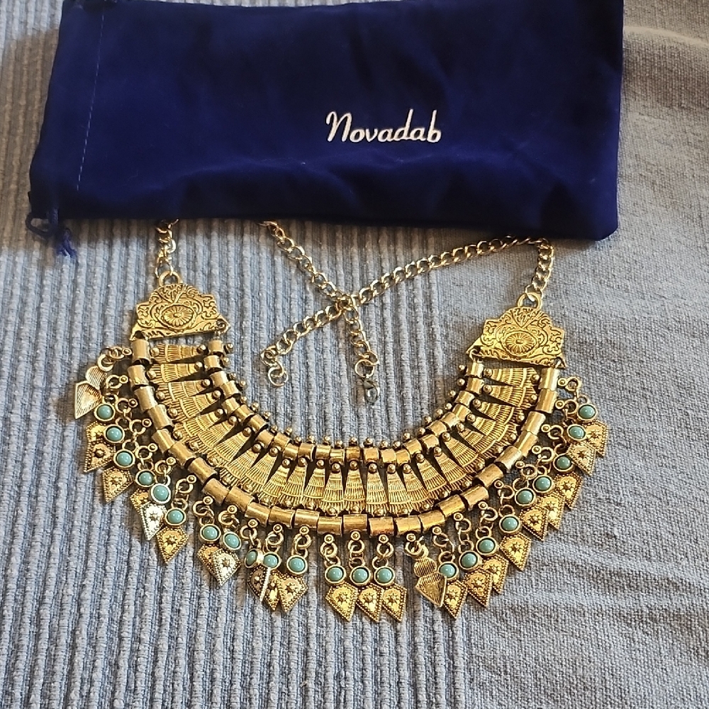 Gold and Turquoise Boho Necklace